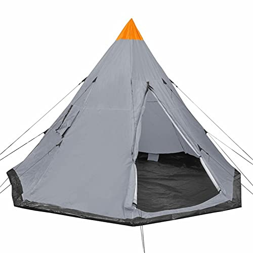 Tidyard 4-Personen-Zelt Pyramidenzelt mit Heringen und Spannseilen & 2 Fenster Campingzelt Freienzelt Außenzelt Tipi Zelt für Trekking, Camping Grau