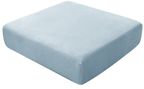 BXFUL Sofa Seat Cushion Covers, Sofa Cushion Slipcovers Stretch Velvet, Couch Cushion Covers Replacement for Individual Cushion with Elastic Fabric (Chaise lounge,Light Blue)