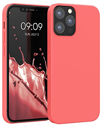 kwmobile Handyhülle für iPhone 12 Hülle/iPhone 12 Pro Hülle - Silikon Handy Case - weiche Oberfläche - kabelloses Laden - Leuchtende Koralle