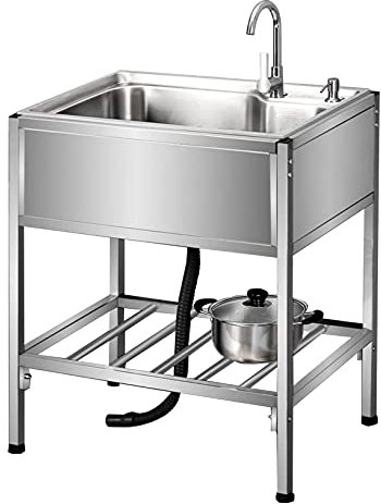 Plonge INOX,Evier INOX,Evier INOX Professionnel Cuve Simple,pour Restaurants, Salle de Bain,Garages, Entrepôts,Commercial,Maison,Intérieur,Extérieur,Jardin,buanderie