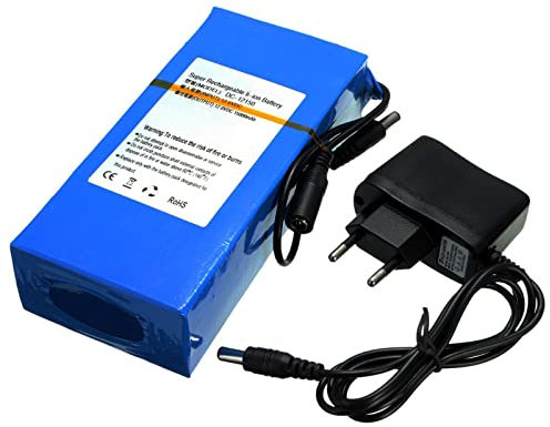 FREEDOH Batterie Au Lithium-ION Polymère DC 12V Batterie Au Lithium 15000mAh avec Chargeur + Bouton Commutation Adapté pour La Vidéosurveillance Caméras Bandes LED Etc.