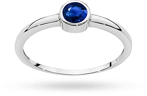 MARKO Weißgold Damenring mit Saphir 0.30Ct, 14 Karat Gold (585) | Goldring mit Box | Goldring für Frauen (Saphir, 58 (18.5))