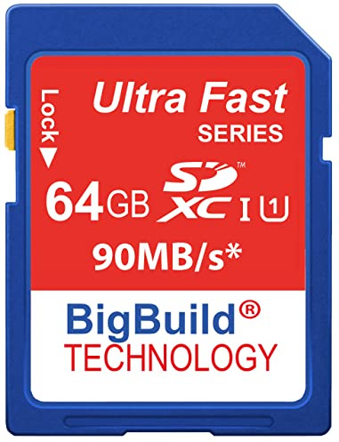 BigBuild Technology Scheda di memoria SDXC da 64 GB ultra veloce da 90 MB/s compatibile con fotocamera Sony Cyber-Shot DSC HX60, HX80, HX90, H300, HX350, HX400V, H300B/HX400VB, HX60B/HX90B