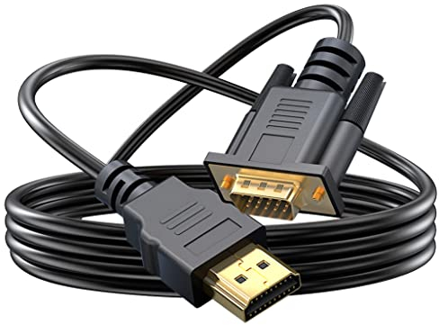 La Brodée Câble HDMI vers VGA plaqué or (mâle vers mâle) pour ordinateur, ordinateur de bureau, ordinateur portable, PC, moniteur, projecteur, HDTV, Chromebook, Raspberry Pi, Roku, Xbox(1 m)