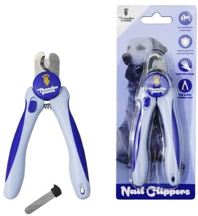 Thunderpaws Dog Nail Clippers (Small/Medium) with Nail File (Blue)…