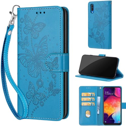 Handyhülle für Samsung Galaxy A50 / Galaxy A50s / Galaxy A30s Hülle, PU Kunstleder Flip Kartenfach Hülle für Samsung Galaxy A50 / Galaxy A50s / Galaxy A30s Blau