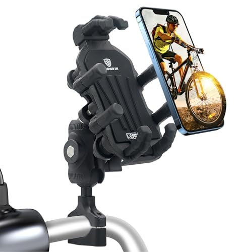Tawveml Support de téléphone Portable pour vélo, Moto, avec Amortisseur Support de téléphone Portable Universel Rotatif à 360 ° Convient aux téléphone Intelligent de 4,9 à 7,2 Pouces