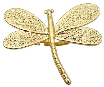 IMINI Perlen Schmetterlings Ring für Damen Mädchen Edelstahl Große Libelle Offener Statement Ring Sonnen-Finger Band Bequeme Passform Böhmischer für Geburtstags Cocktail (Libelle)