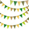 G2PLUS Salbeigrün Wimpelkette Outdoor Wetterfest, 12M Indoor Party Wimpel Girlanden, Garten Wimpelketten mit 36 STK Wimpel, 3 Stück Deko Girlande für Garten, Kinderzimmer, Party