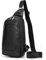 newsbirds Sling Bag Leder Schultertasche Brusttasche Umhängetasche Herren Bauchtasche Tasche Rucksack Daypacks Wasserresistent, 9341 Schwarz
