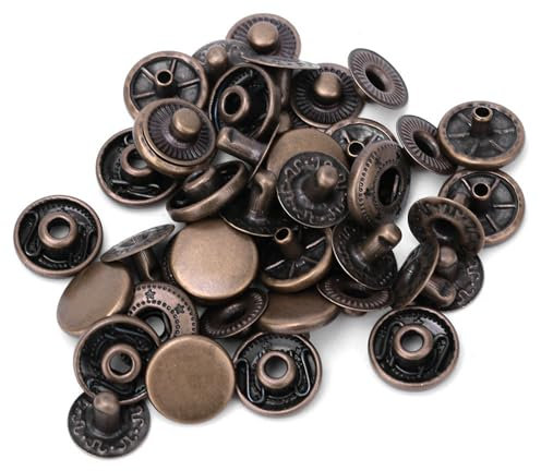 Druckknopf-Set, 50 Sets, Strapazierfähiges Leder-Druckknopf-Set, Runder Knopf, Stoff, Gepäckdekoration, Zubehör, 50 Set Druckknöpfe aus Reinem Messing, Druckknopf (#5)