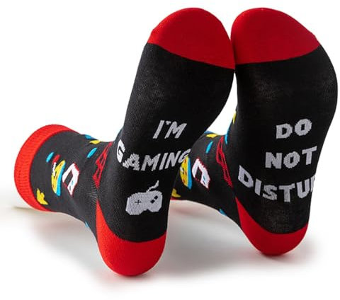 CJQRL Chaussettes Fantaisie, DO NOT DISTURB I'M GAMING, Cadeau d'anniversaire, cadeau de sport, cadeau pour les amis de la famille, Chaussettes homme femme, Cadeau Fantaisie