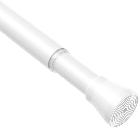 Fvonzn Gardinenstange ohne Bohren & Duschvorhangstange 114-196CM(40-77 Zoll) - Teleskopische Klemmstange für Vorhänge & Dusche - Verstellbare Spannstange zum Klemmen - Weiße - 1Stück