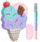 WERNNSAI Eiscreme Pinata – Eis Geburtstags Piñata Mädchen Kinder Eiscreme Piñata mit Augenbinde Stab Rosa Lila Sommer Geburtstagsparty Dekoration Süße Poolparty Deko Spiele Zubehör