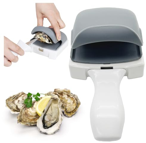 OHYER austernmesser Austernbrecher Oyster Knife Set austernschäler Austernöffner Austernhalter mit Anlegekante Für Muscheln und andere Meeresfrüchte (Graue, 2 Stück-Material aus Silikon)
