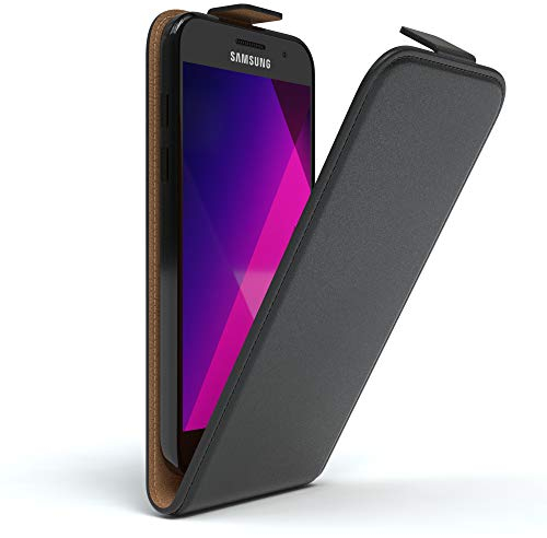 EAZY CASE Hülle kompatibel mit Samsung Galaxy A3 (2017) Hülle Flip Cover zum Aufklappen, Handyhülle aufklappbar, Schutzhülle, Flipcover, Flipcase, Flipstyle Case vertikal klappbar, Kunstleder, Schwarz