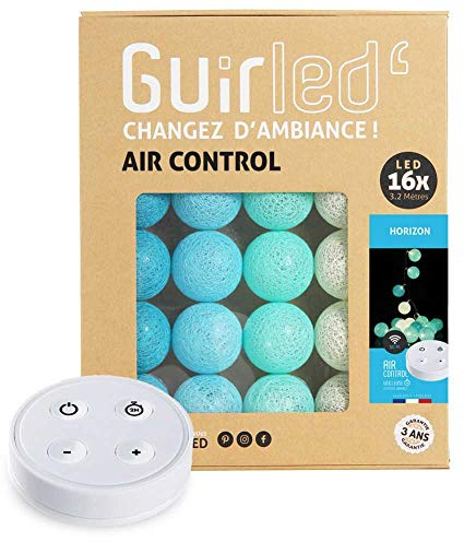 GuirLED - LED Baumwollkugeln Lichterkette USB - Drahtlose Fernbedienung - Baby Nachtlicht 2h - Dual USB 2A Netzteil enthalten - 4 Intensitäten – 16 Kugeln 1.6m - Horizont