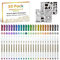 Paquet de 30 stylos marqueurs métalliques, Lineon 24 couleurs stylos à pointe fine avec 6 pochoirs pour bricolage album photo artisanat Rock Art peinture carte fabrication verre bois