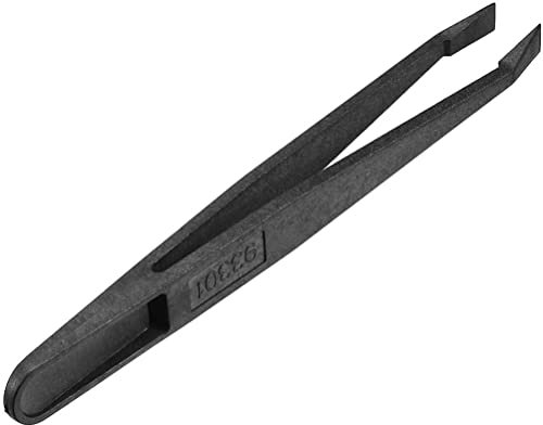 Pince à épiler antistatique en plastique, pointe plate inclinée de précision pour bijoux artisanat bricolage beauté électronique outil de réparation noir
