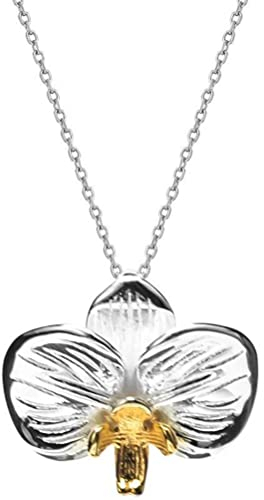 SIWAN Halskette Damen Dame Temperament Schmetterling Orchidee Anhänger Halskette Ethnischen Stil Accessoires S925 Silber SchlüsselbeinketteSchmetterling