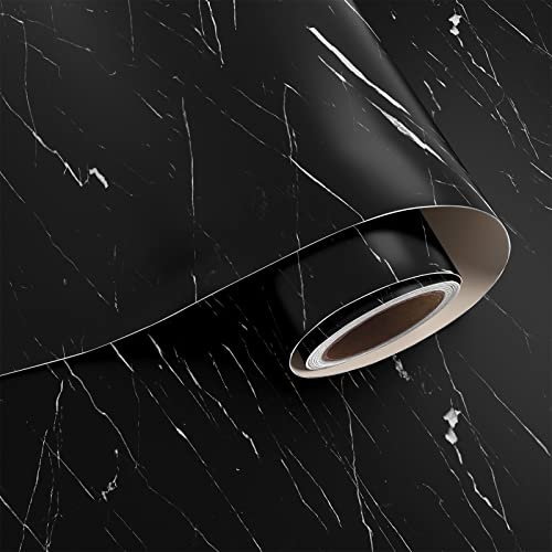 VaryPaper Papier Peint Marbre Noir Épaissir Adhesif pour Meuble Effet Marbre 40cmx200cm Rouleau Adhesif Decoratif Papier Peint Adhesif Cuisine Credence Adhesif Mural Papier Peint Salle de Bain Vinyle