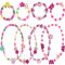 RUIJIE Kinder Schmuck Set 8 Stück Mädchen Schmuck Perlen Armband Halskette 4 Mädchen Halskette 4 Bunte Armbänder Freundschaftsarmband Geschenk Kinderschmuck Mädchen Für Kinder Mädche