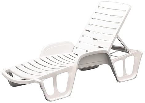 Mondo Viro Lettino prendisole in resina con schienale reclinabile per piscina e giardino (Bianco)