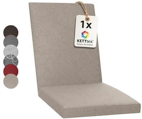 KETTtex Comfort Auflage Mittellehner Taupe I Gartenstuhl Polster 106x50x4/7cm I hochwertige und Pflegeleichte Sesselauflage I Wetter- und formbeständige Stuhlauflage I KTH2 Sitzauflage