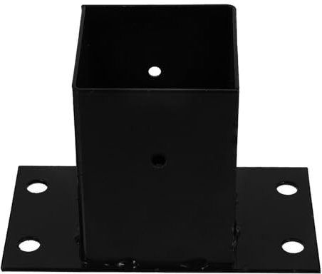 UKCOCO Post Base,Post Brackets, Heavy Duty Black Metal Powder-Coated Thick Steel Post Anchor Outdoor for Support Deck Base Plate Pergola