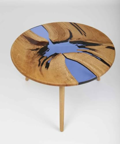 Beistelltisch Wohnzimmertisch rund Beistelltisch klein Coffee Table Couchtisch rund Holz Side Table couchtisch Holz Beistelltisch Holz (Eiche Hell (Epoxidharz lila), Durchmesser: 65cm / Höhe: 42cm)