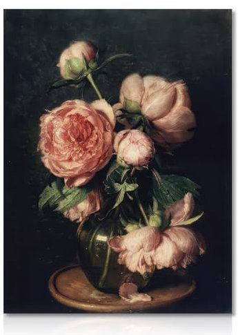 Dazzlewall Pfingstrose Blumen Leinwand Bilder Poster Dunkel Academia Ästhetische Dekoration für Schlafzimmer Wohnzimmer Bauernhaus 30×40 cm Ungerahmt
