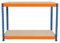 Banco da Lavoro Garage 120x45x90cm - 2 Ripiani, Acciaio Rinforzato, 300kg/Ripiano, Montaggio Senza Bulloni, Layout Regolabile, Piedini in Gomma, Barra di Supporto