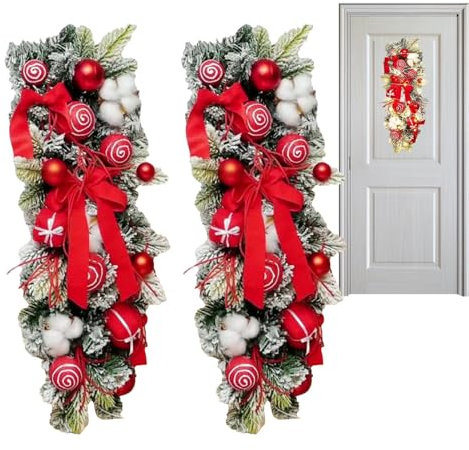 Decoración Artificial navideña,Adornos navideños - Corona de Invierno con Bola en Forma de | 2 Adornos Decorativos Colgantes navideños, decoración navideña para Sala de Estar y Cocina