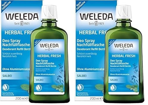 WELEDA Bio Deodorant HERBAL FRESH Nachfüllflasche - frisches Naturkosmetik Deo mit ätherischen Ölen, wirkt desodorierend ohne Poren zu verschließen, ohne Aluminiumsalze, Nachfüllpackung (1 x 200 ml)