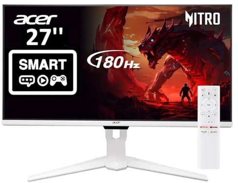 Acer Nitro GA271U Pwmipruxw Smart Gaming Monitor with Google TV | 27 WQHD 2560 x 1440 IPS | AMD FreeSync | Up to 180Hz | 1ms (VRB) | 1 USB Type C Port, 1 x 1.4 Display Port and 1 x Port