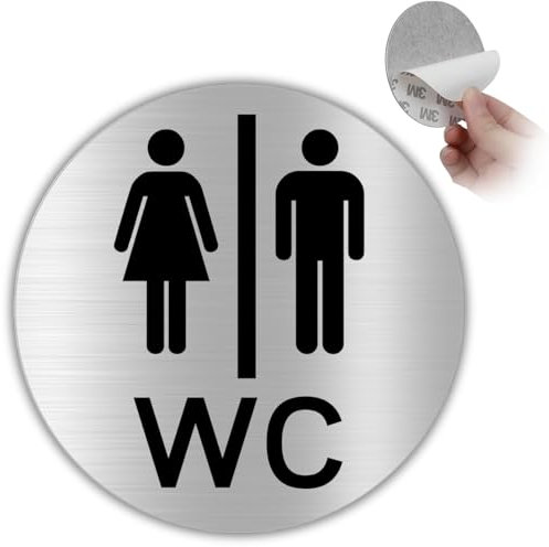 LEIASA | Plaque WC autocollante pour homme et femme – Épaisseur : 0,8 mm – Diamètre : 100 mm – Plaque WC en aluminium – Plaque de toilettes – Signe – (WC homme femme)