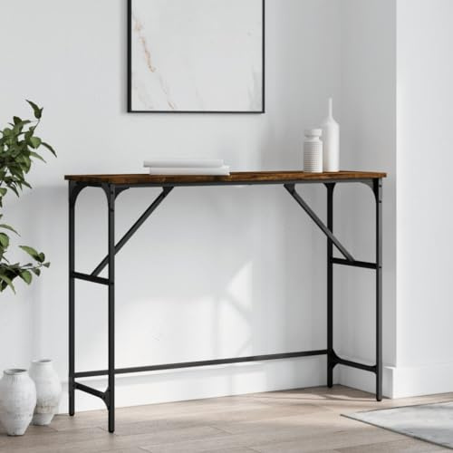 WHOPBXGAD Stylish Console Table Räuchereiche 100x32x75 cm for Hallway & Living Room Industrial Design with Adjustable Legs Durable Wooden Surface - Easy to Clean Holzwerkstoff Entryway Sofa Table