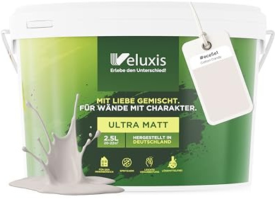 Veluxis® Peinture murale rose pour intérieur - 2,5 litres et classe d'opacité 1, sans traces, anti-gouttes et écologique, sans COV - (Cotton Candy)