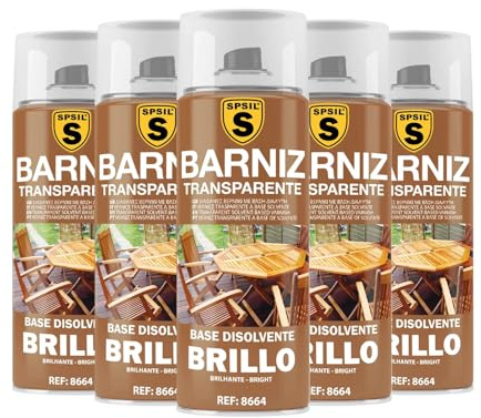 SPSIL Pintura Spray Brillante Barniz Transparente (pack of 5) 200ml, Metal Secado RápidoPintura Profesional Interior Exterior, Aplicación Fácil en Madera Plástico, DIY Decoración Muebles Automóviles