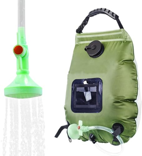 Générique Portable Camping Shower, Solar Bath Pouch, 5 Gallon Water Bag with Shower Head Hose, Outdoor Cleaning Accessory, Outside Camp with Heat Absorbing Design, Utility Gear for Beach Cabin
