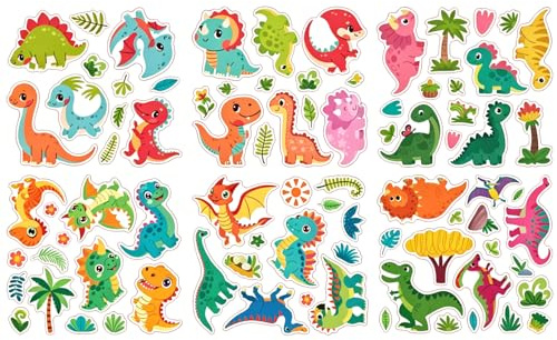 Vspek Dino Sticker, 6 Stück Dinosaurier Aufkleber, Wasserdicht Aufkleber Fahrrad, Scooter, Roller Helm, Rennrad, Trekkingrad, Dino Geschenk