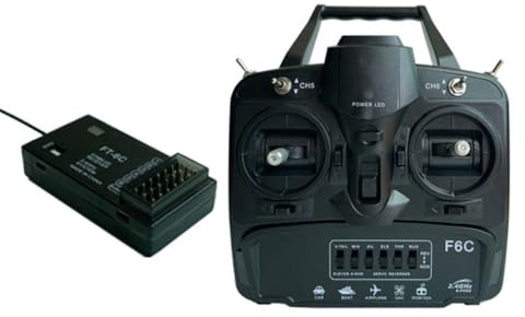 Ounfhtrttk F6C Fernbedienung 2,4 GHz 6-Kanal-Empfänger, Empfängerset für Modellautos, Boote und Flugzeuge (Version mit Linkssteuerung)