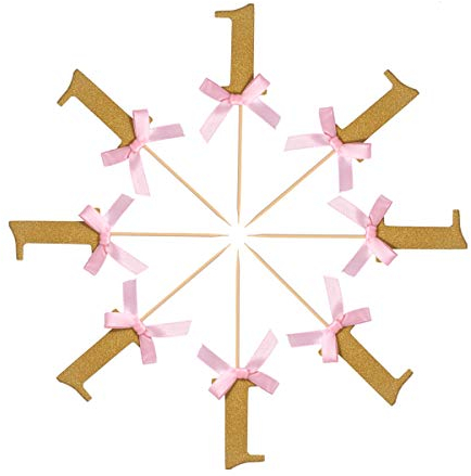 rosenice Cake Topper Glizer golden Kuchendeckel für 1 Jahr Geburtstag Jubiläum Torten Dekor 20pcs