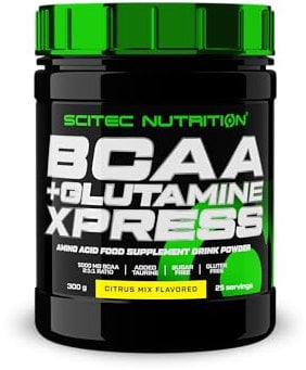 Scitec Nutrition BCAA + Glutamine Xpress - Essentielle Aminosäurenmischung - mit 5g 2:1:1 BCAAs - 5g Glutamin - angereichert mit Taurin, 300 g, Zitrus mix