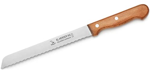 EL. Herder Solingen Brotmesser 32cm extra scharfer Wellenschliff Spezialstahl rostfrei Buche