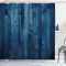 ABAKUHAUS Rustikal Duschvorhang, Holzbohlen Textur, Stoffliches Gewebe Badezimmerdekorationsset mit Haken, 175 x 200 cm, Blassblau Dunkelblau