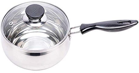 Tubayia Casserole à lait en acier inoxydable avec couvercle en verre pour pâtes, soupes, bouillie, lait, etc. (18 cm)