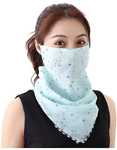 TOPEREUR Damen Gesichtsmaske Mundschutz Halstuch Elegant Face Shield Multifunktionstuch Sommer UV-Schutz Atmungsaktiv Chiffon Tuch Outdoor Sport Maske Schlauchschal Staubmaske Kopftuch