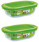 Pyrex Microwave Safe Classic Rectangular Glass Dish Vented Lid 0.35 Litre Green (Pack of 2)