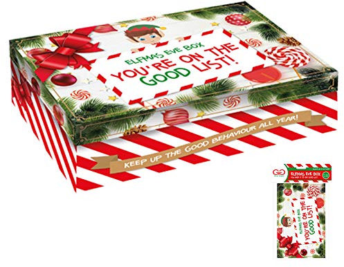 Guilty Gadgets Christmas Eve Gift Box Fun Elf Design Flat Pack Novelty Xmas Small Present Packing Card | 17 x 26.5 x 8.5cm
